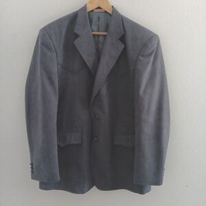 VTG Laredo Western Sport Coat Mens 44 Navy Blue Suede Rockabilly‎ Cowboy Western